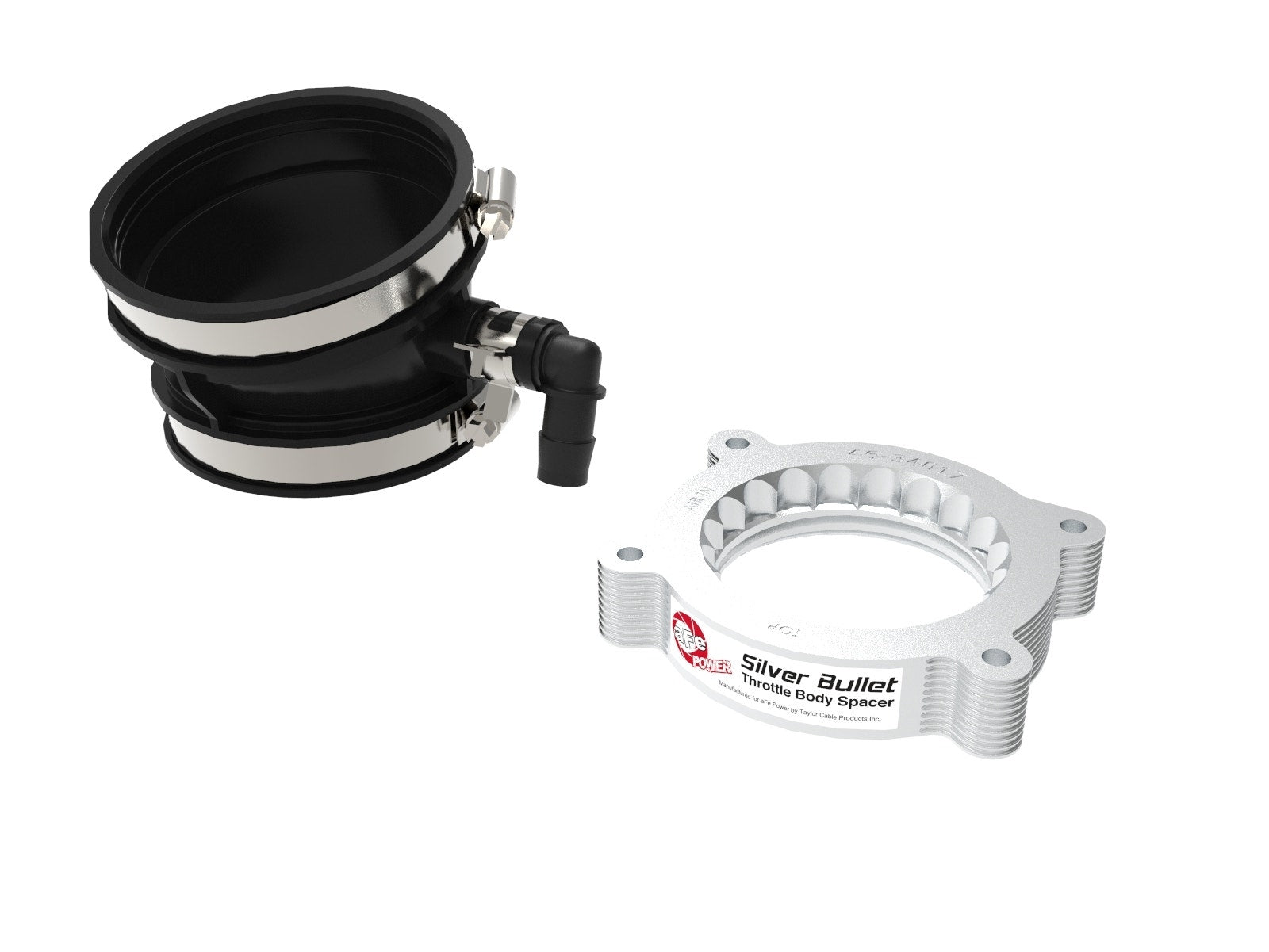 aFe 2020 Vette C8 Silver Bullet Aluminum Throttle Body Spacer Works w/ Factory Intake Only - Silver - 46-34017