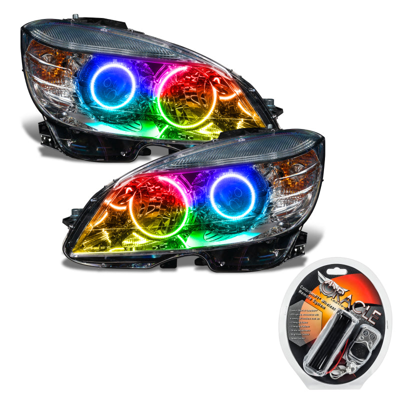 Oracle 0811 Mercedes Benz CClass PreAssembled Headlights  Chrome Housing ColorSHIFT SEE WARRANTY - 7115-330