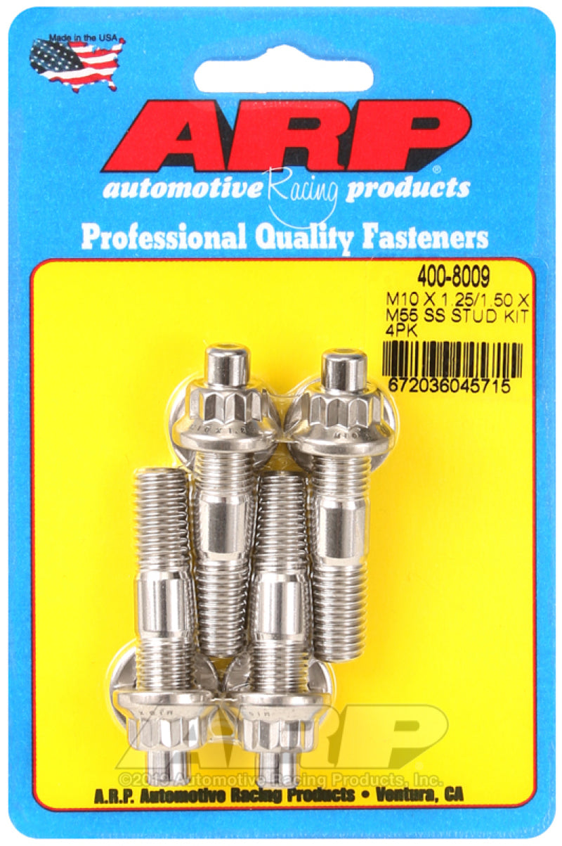 ARP M10 X 1.25/1.50 X 55mm Broached Stud Kit (4 pcs) - 400-8009