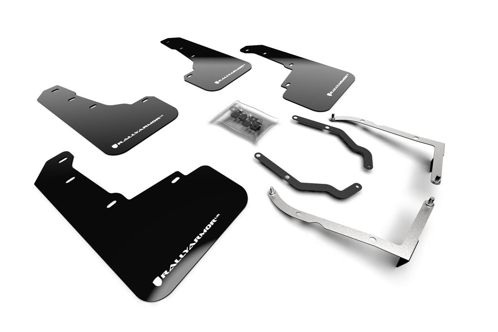 Rally Armor 18-22 Subaru Crosstrek Lift/AT Black UR Mud Flap w/ White Logo - MF46-LTUR-BLK/WH for 2018-2023 Subaru Crosstrek 