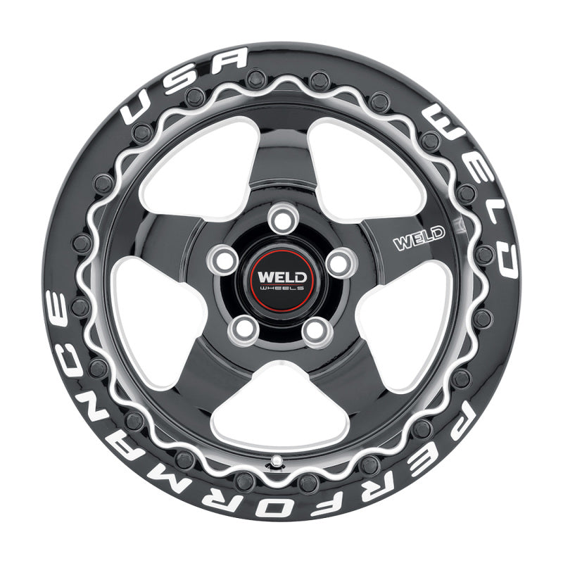 Weld S904 15x10 Ventura Beadlock 5x114.3 ET51 BS7.50 Gloss BLK MIL DIA 78.1 - S904B0067P51
