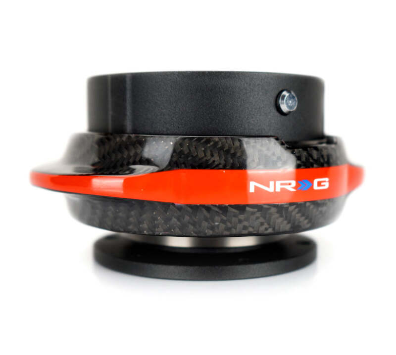 NRG Quick Release Gen 2.2 - Black Body / Carbon Fiber Red Ring - SRK-220BK-CF/RD - close-up view