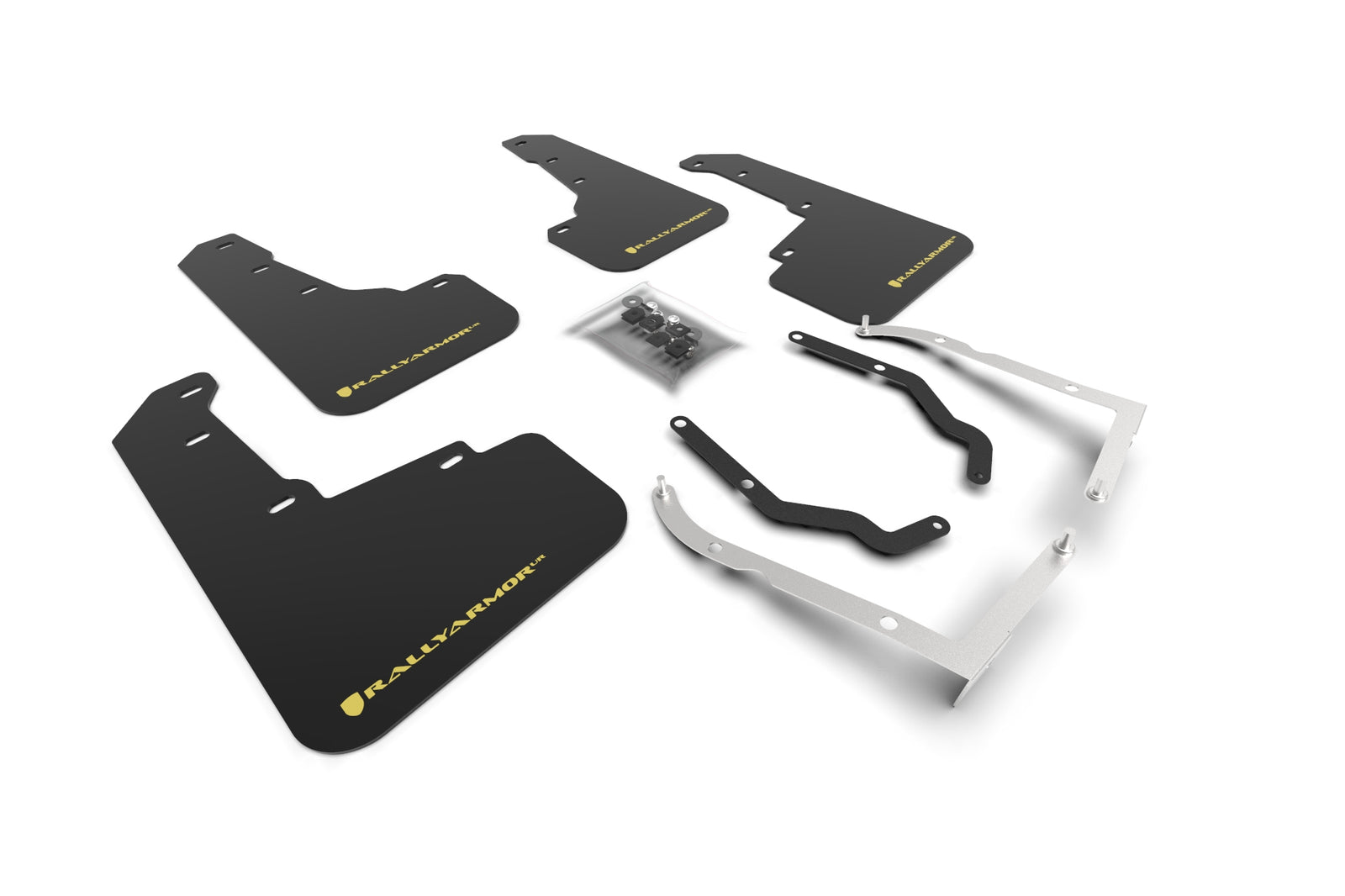 Rally Armor 18-22 Subaru Crosstrek Lift/AT Black UR Mud Flap w/Yellow Pearl Logo - MF46-LTUR-BLK/PYP for 2018-2023 Subaru Cro