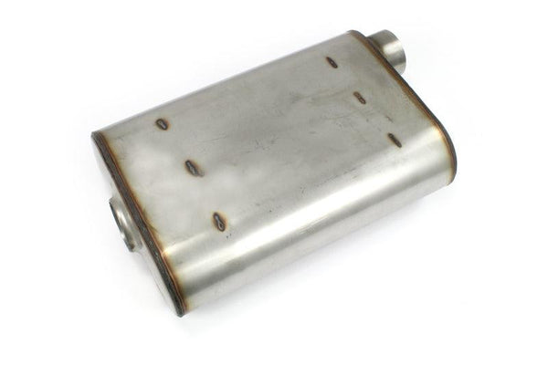 JBA Universal Chambered Style 304SS Muffler 14x9.75x4 2.5in Inlet Diameter Offset/Offset - 40-251400 by JBA - front view