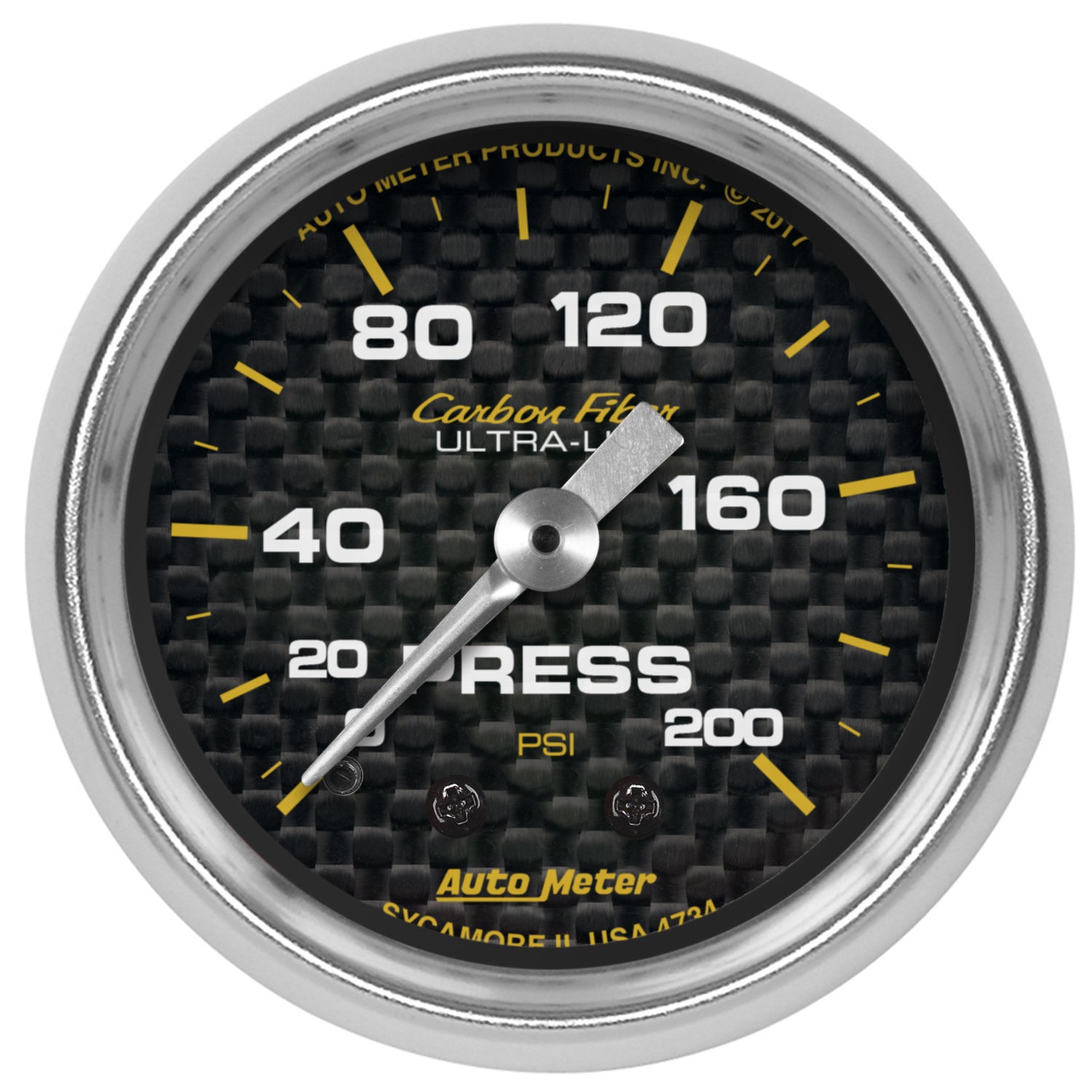 Autometer Carbon Fiber 2-1/16in Mechanical 0-200 PSI Pressure Gauge - 4734