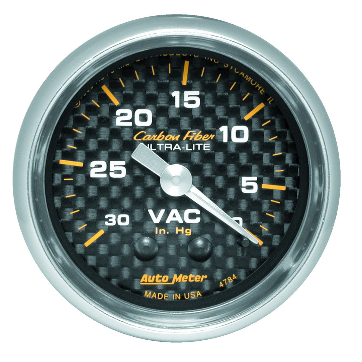 Autometer 2-1/16in Vacuum Gauge Carbon Fiber Mechanical 30Hg - 4784
