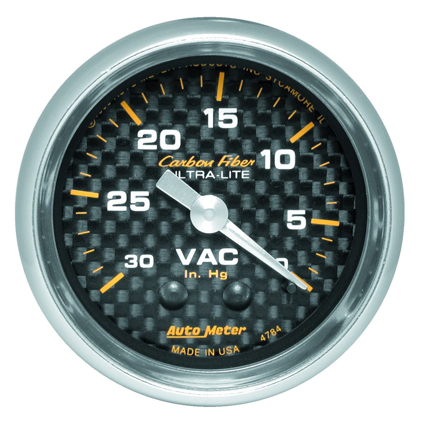 Autometer 2-1/16in Vacuum Gauge Carbon Fiber Mechanical 30Hg - 4784