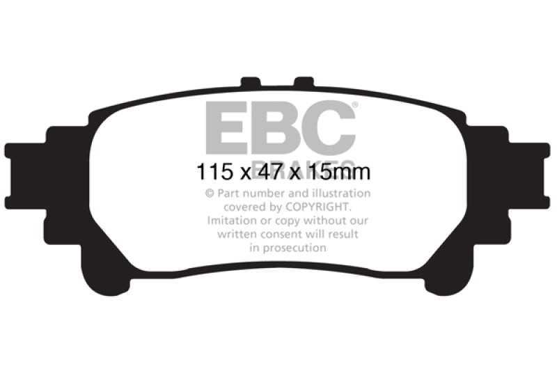 EBC 13+ Lexus GS350 3.5 RWD Ultimax2 Rear Brake Pads - UD1391 for 2011-2022 Toyota Sienna - front view