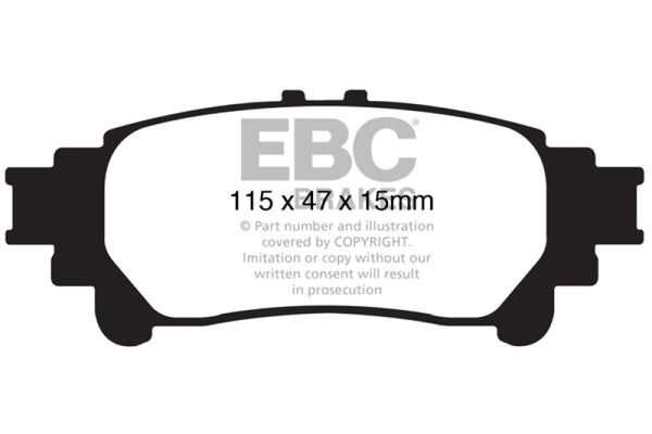 EBC 13+ Lexus GS350 3.5 RWD Ultimax2 Rear Brake Pads - UD1391 for 2011-2022 Toyota Sienna - front view