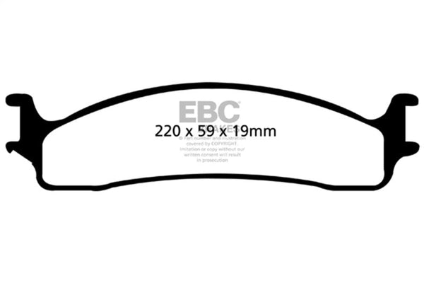 EBC 06-11 Dodge Ram 1500 Mega Cab 2WD Ultimax2 Front Brake Pads - UD965 for 2003-2008 Dodge Ram 2500 - front view