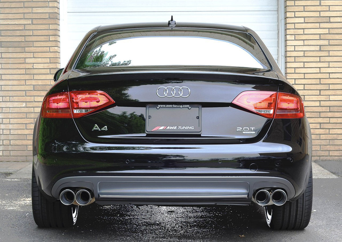 AWE Tuning Audi B8 A4 Touring Edition Exhaust - Quad Tip Polished Silver Tips - Does Not Fit Cabrio - 3015-42018