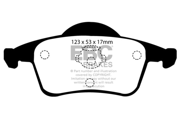 EBC 01-05 Volvo S60 2.3 Turbo T5 Ultimax2 Rear Brake Pads - UD795 for 2001-2009 Volvo S60 - front view