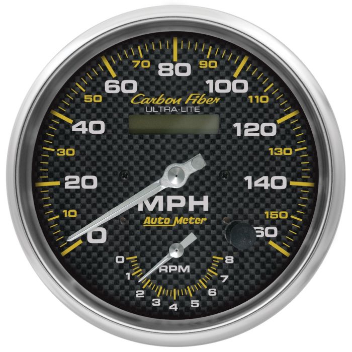 AutoMeter 160mph & 8k RPM Electric Program 5in. Carbon Fiber Gauge Tach/Speedo - 4878