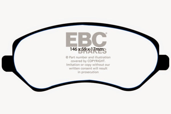 EBC 04-07 Chrysler Town & Country 3.3 Rear Drums Greenstuff Front Brake Pads - DP61612 for 2001-2007 Dodge Caravan - angle vi