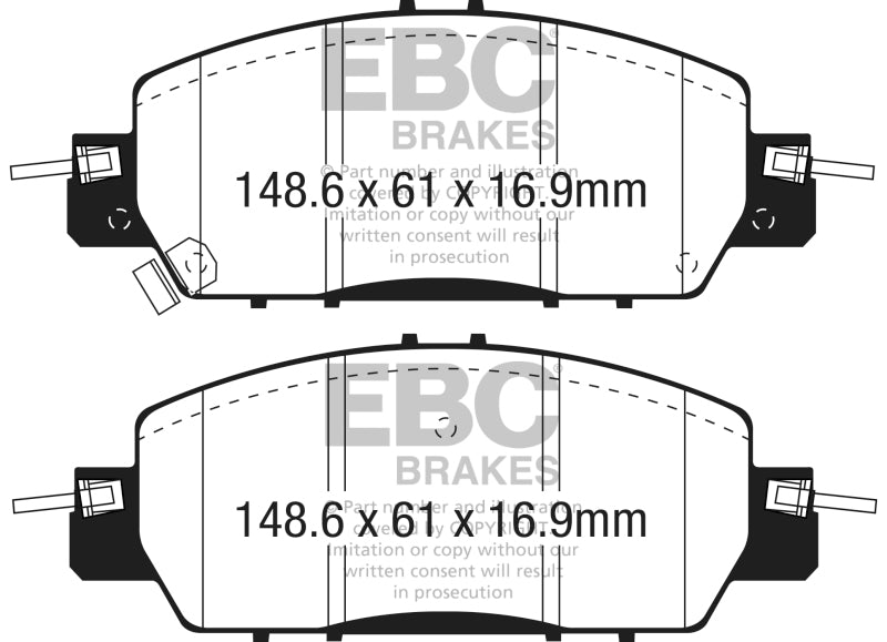 EBC 2016+ Honda Accord LX Sedan 2.4L Ultimax2 Front Brake Pads - UD1860 for 2016-2017 Honda Accord - detail view