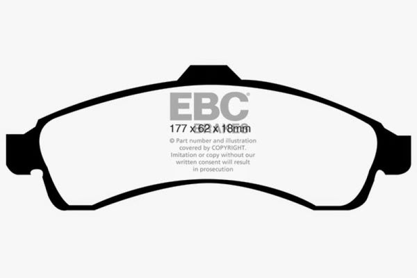 EBC 03-05 Buick Rainier 4.2 Ultimax2 Front Brake Pads - UD882 for 2003-2008 Isuzu Ascender - front view