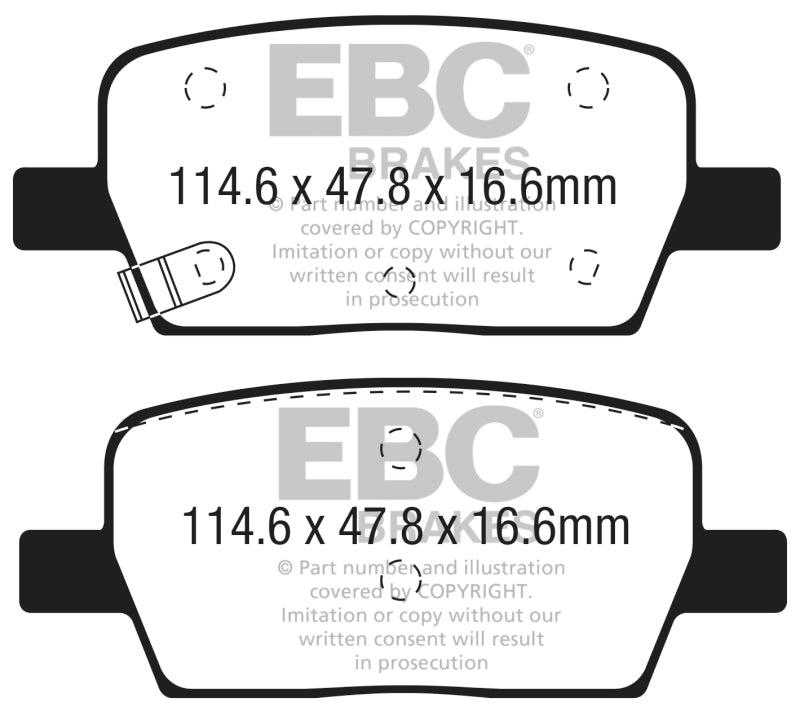 EBC 2016+ Cadillac XT5 Ultimax2 Front Brake Pads - UD1896 for 2017-2022 Cadillac XT5 - front view