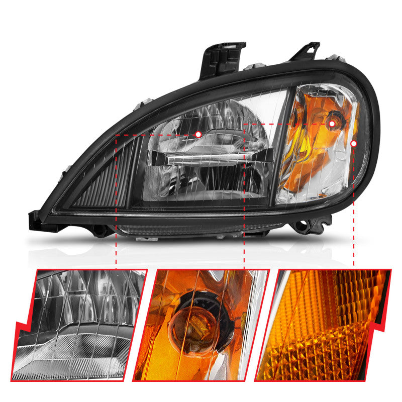 ANZO 1996-2013 Freightliner Columbia LED Crystal Headlights Black Housing w/ Clear Lens (Pair) - 131028