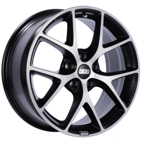 BBS SR 18x8 5x120 ET44 Satin Black Diamond Cut Face Wheel -82mm PFS/Clip Required - SR035VGPK by BBS