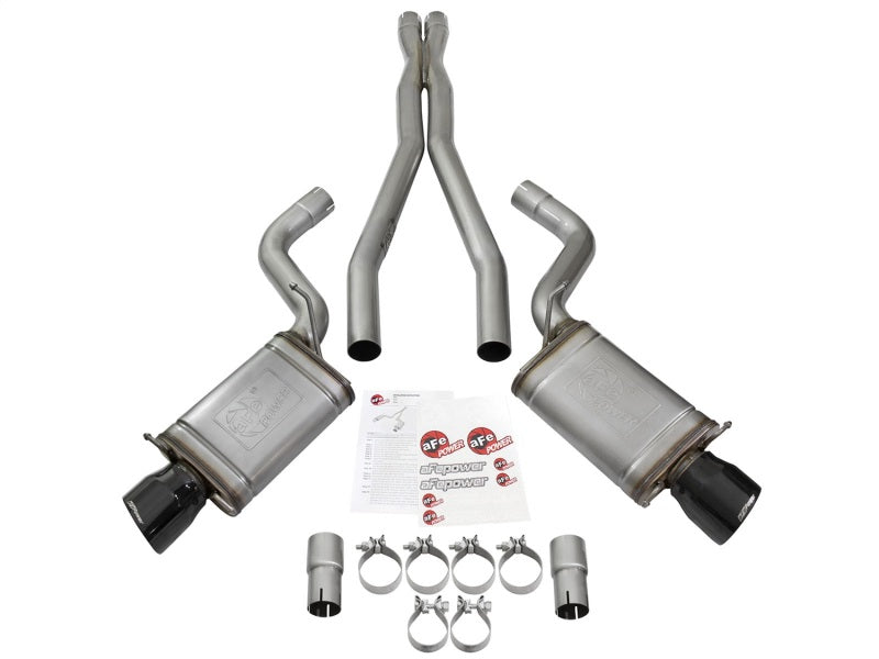 aFe Mach Force-Xp 3in CB Stainless Steel Dual Exhaust System w/ Black Tips 09-15 Cadillac CTS-V - 49-34063-B