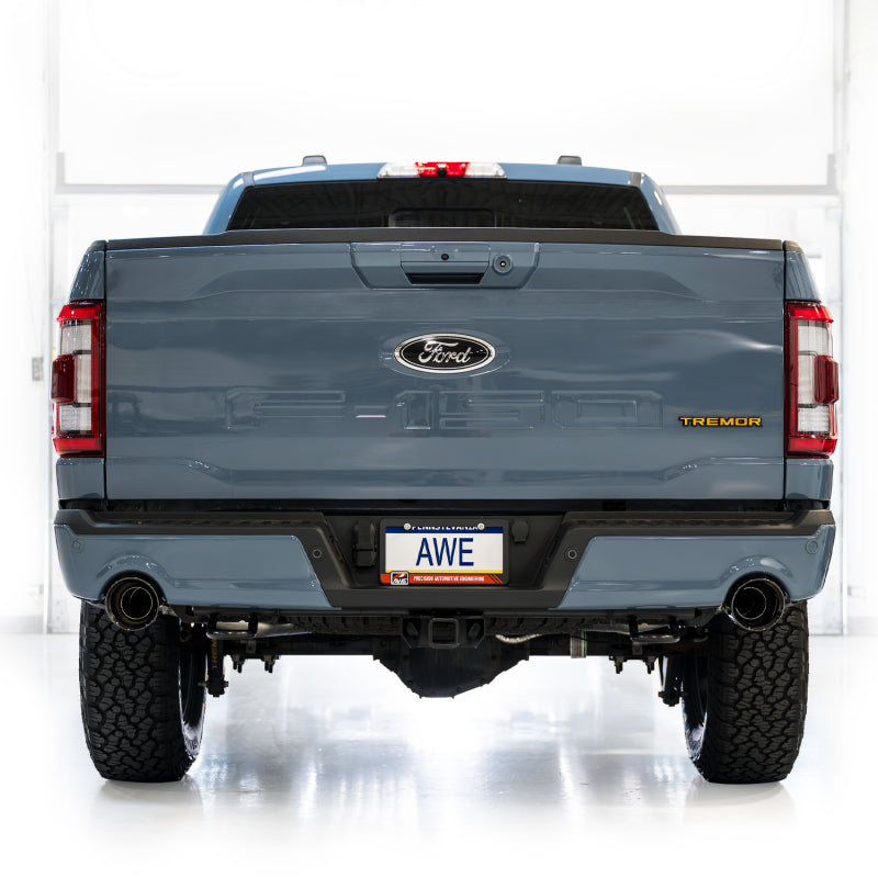 AWE Tuning 2021+ Ford F-150 Tremor (w/ Bumper Cutouts) 0FG Resonated Catback - Diamond Black Tips - 3015-33402