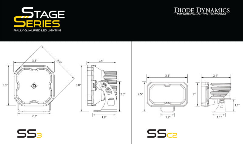 Diode Dynamics Stage Series 2in LED Ditch Light Kit for 2024+ Toyota Tacoma- Sport White Combo - DD7934