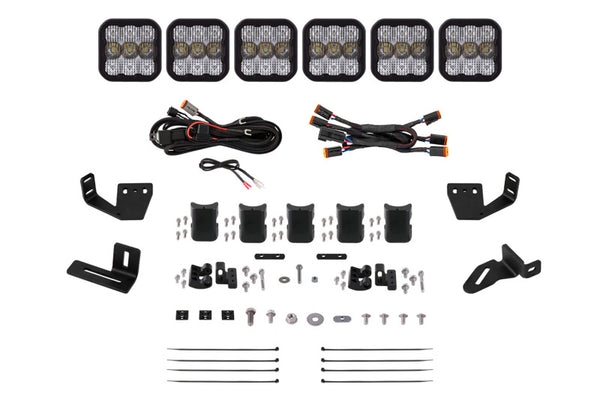 Diode Dynamics Prinsu/Sherpa Roof Racks SS5 6-Pod CrossLink Mounting Kit - Pro White Combo - DD7820 by Diode Dynamics - front