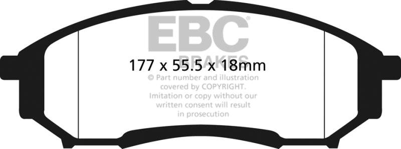 EBC 05-07 Ford F250 (inc Super Duty) 5.4 (2WD) Ultimax2 Front Brake Pads - UD1069 for 2005-2011 Ford F 350 - front view