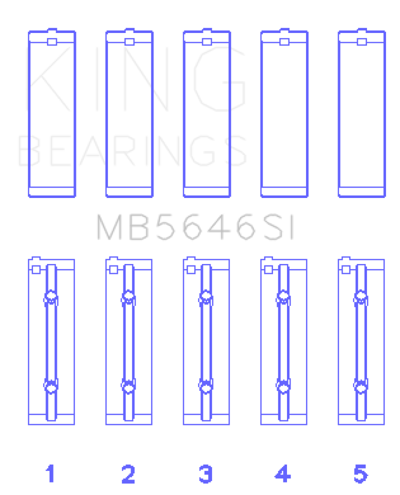 King Toyota 1AZFE / 2 AZFE (Size +0.25mm) Crankshaft Main Bearing Set - MB5646SI0.25