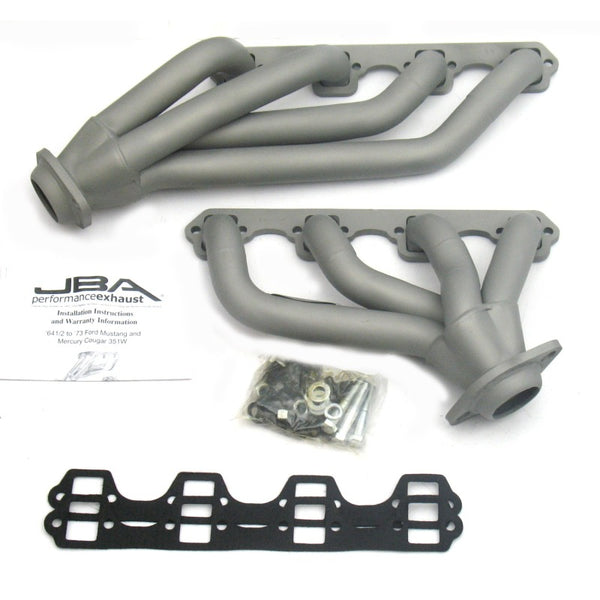 JBA 65-73 Ford Mustang 351W SBF 1-5/8in Primary Ti Ctd Mid Length Header - 1653SJT for 1964-1973 Ford Mustang - front view
