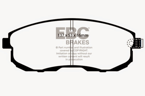 EBC 02 Infiniti G35 3.5 w/o DCS Bluestuff Front Brake Pads - DP51636NDX for 2003-2005 INFINITI G - angle view