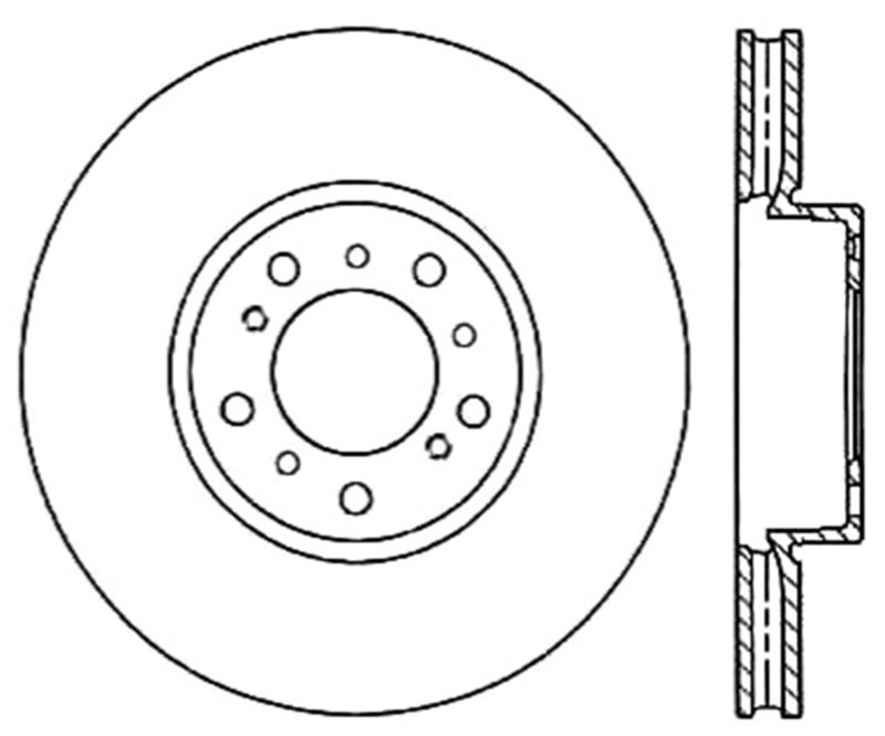 StopTech Slotted & Drilled Sport Brake Rotor - 127.34059R for 2001-2006 BMW M3 - front view
