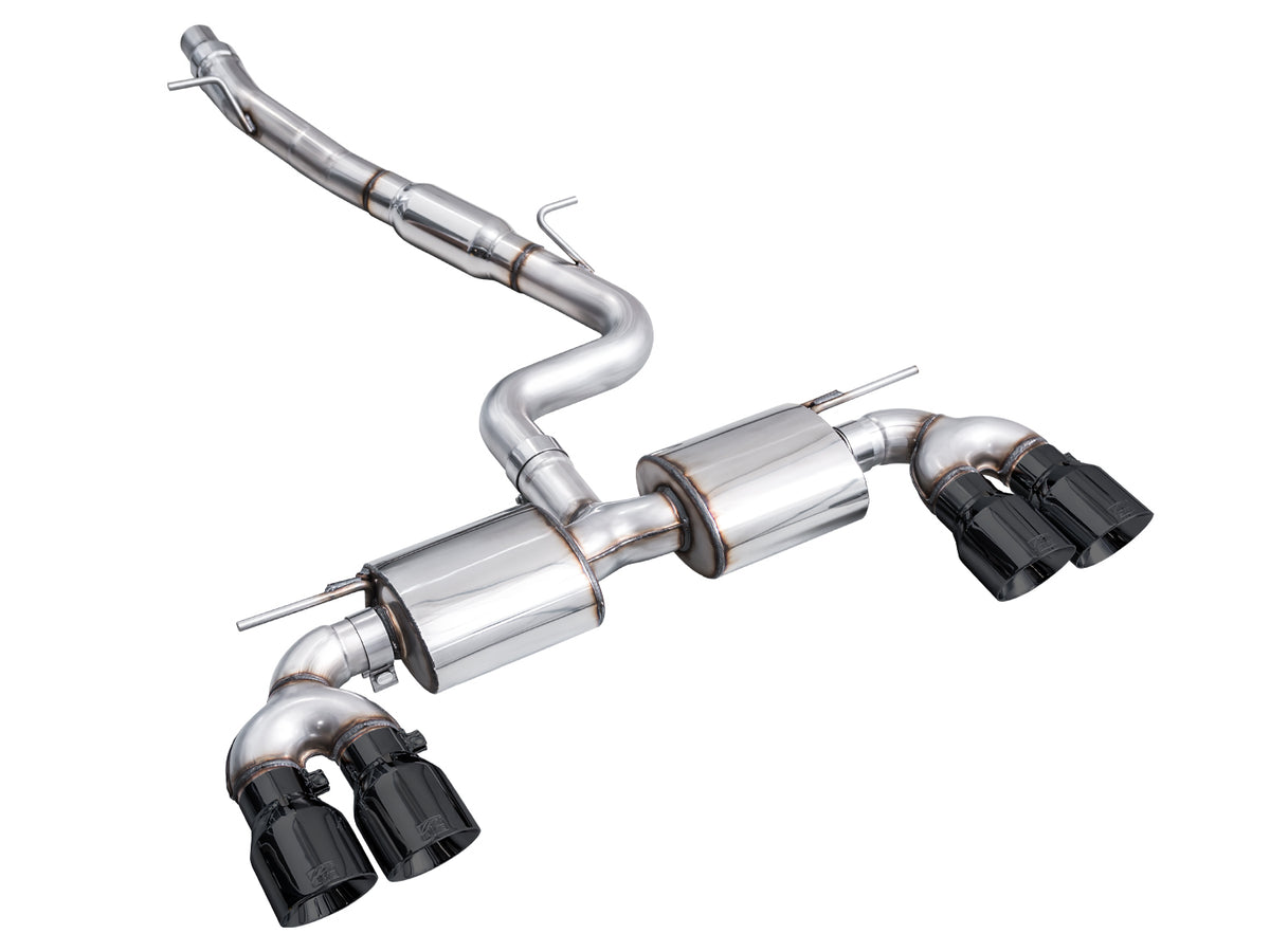 AWE MK8 Volkswagen Golf R 3in Touring Edition Quad Exhaust - Diamond Black Tips - 3015-43658
