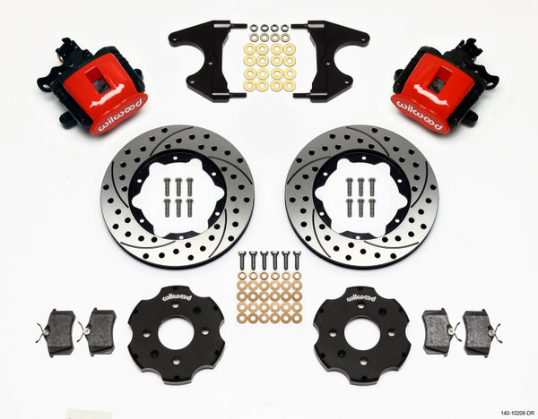 Wilwood Combination Parking Brake Rear Kit 11.00in Drilled Red Civic / Integra Drum 2.46 Hub Offset - 140-10208-DR for 1992-2