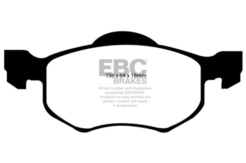 EBC 00-04 Ford Escape 2.0 Ultimax2 Front Brake Pads - UD843 for 2001-2007 Ford Escape - front view
