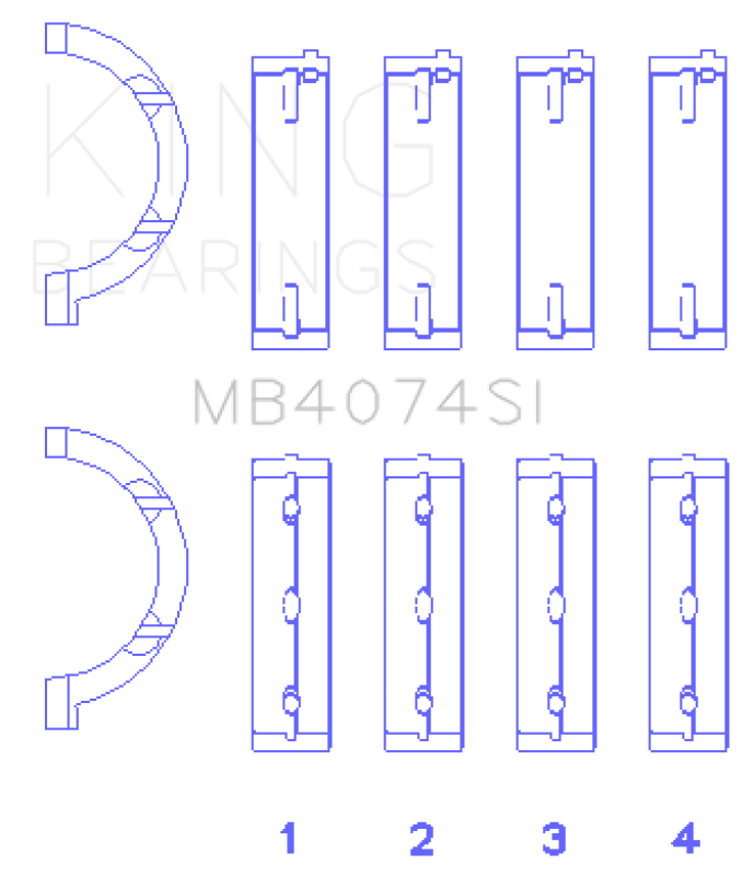 King Engine Bearings Chrysler 2.7L (Size +0.50mm) Main Bearing Set - MB4074SI0.5