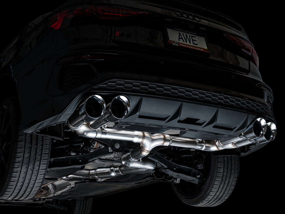 AWE 22-24 Audi 8Y S3 Track Edition Exhaust  - Chrome Silver Tips - 3020-42897