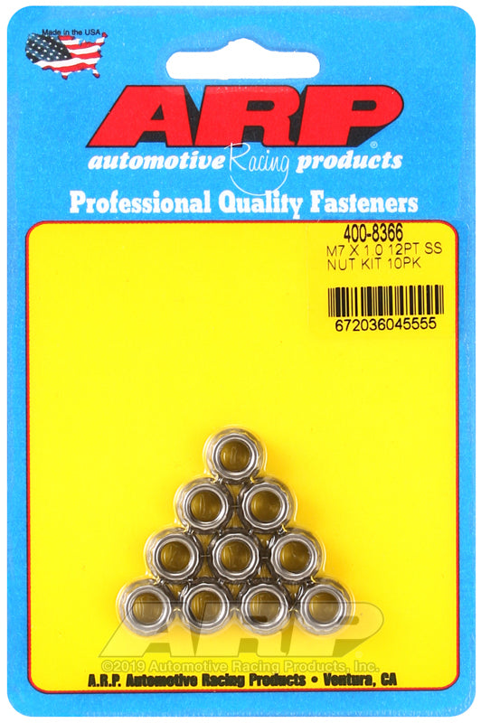 ARP M7 X 1.00 (M9 wr) SS 12pt nut kit - 400-8366
