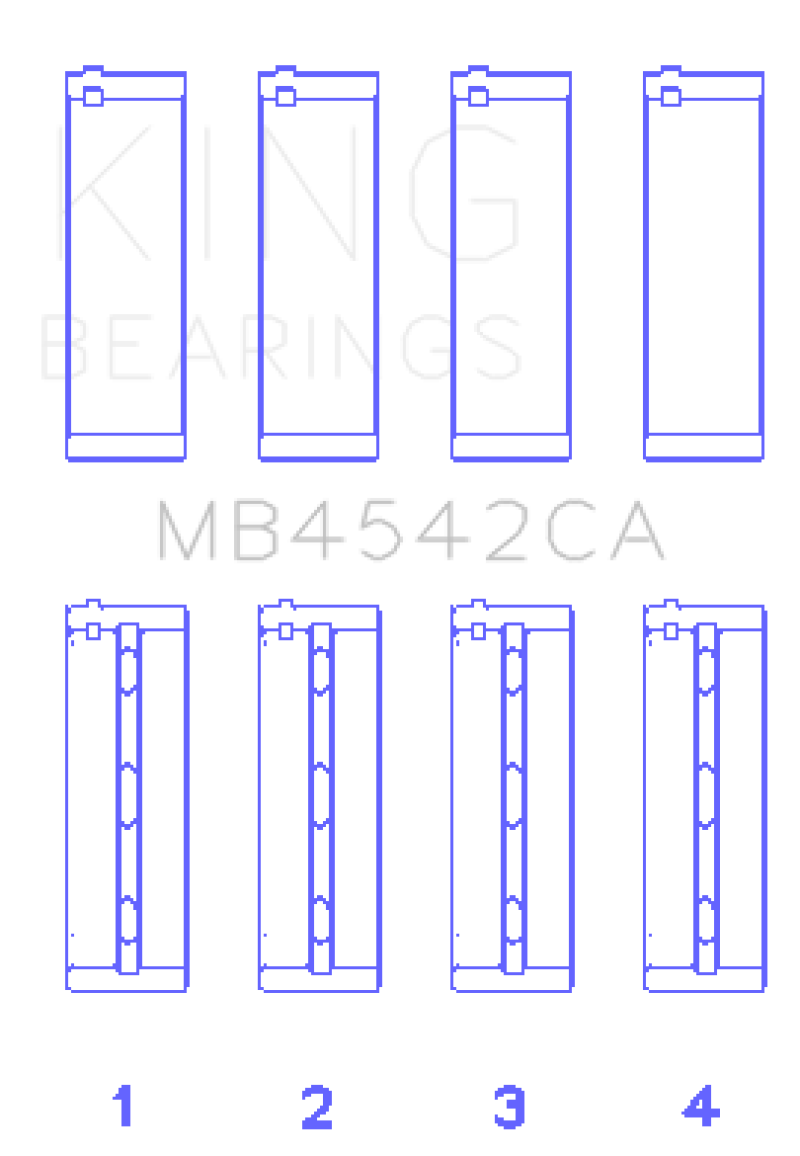 King Nissan VQ20DE, VQ25DD, VQ30DE/DD/DET, VQ35DE (Size Standard) Crankshaft Main Bearing (Set of 4) - MB4542CA