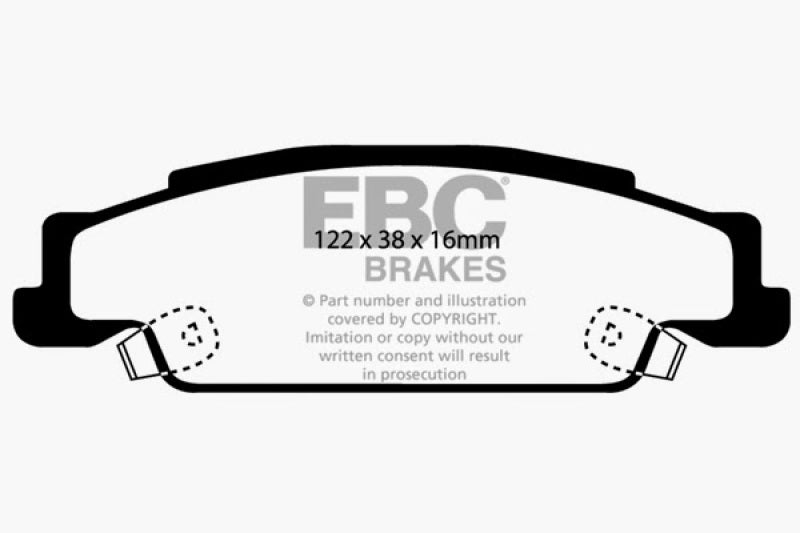 EBC 02-05 Cadillac CTS 2.6 Redstuff Rear Brake Pads - DP31646C for 2005-2011 Cadillac STS - front view