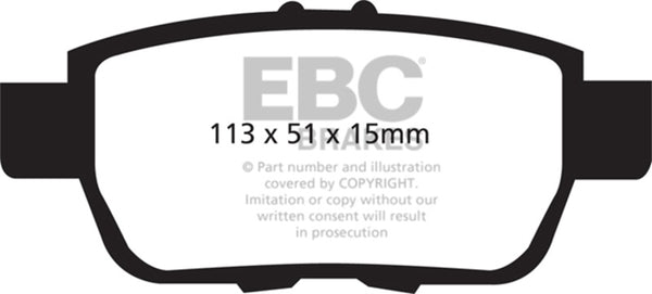 EBC 09-14 Acura TL 3.5 Greenstuff Rear Brake Pads - DP21754 for 2009-2014 Acura TL - front view