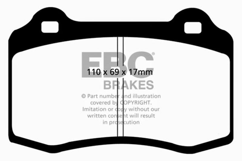 EBC 96-03 Alfa Romeo GTV 3.0 (Brembo) Greenstuff Front Brake Pads - DP21031 for 1992-2002 Dodge Viper - angle view