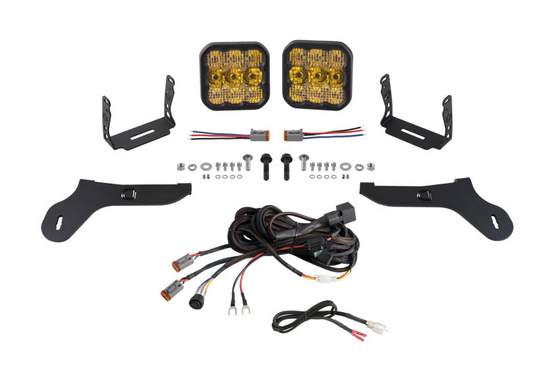 Diode Dynamics 17-20 Ford Raptor SS5 Bumper LED Pod Light Kit - Sport Yellow Combo - DD7345