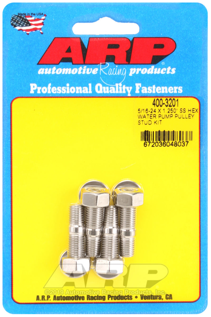 ARP 5/16-24 X 1.250 SS Hex Water Pump Pulley Stud Kit - 400-3201