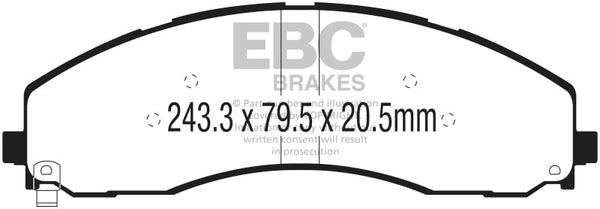 EBC 2017+ Ford F-450 Ultimax2 Front Brake Pads - UD2018 by EBC - front view