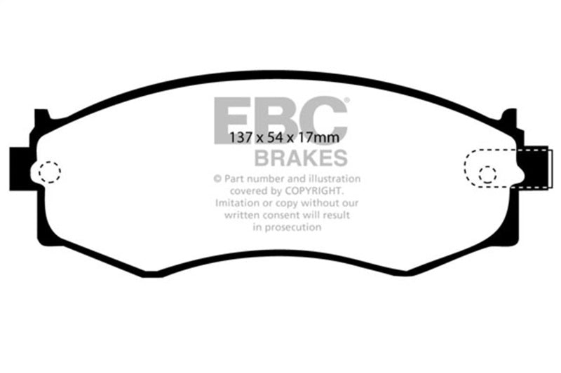 EBC 91-97 Infiniti G20 2.0 Ultimax2 Front Brake Pads - UD485 for 2000-2006 Nissan Sentra - front view