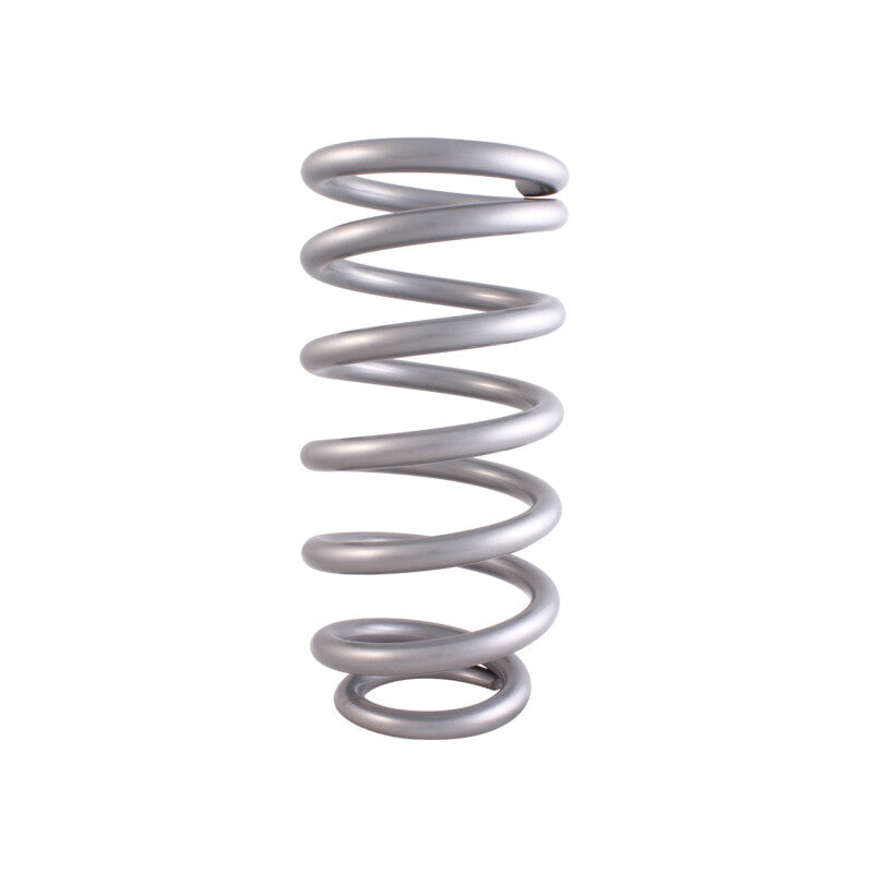 QA1 3-1/2in ID Tapered High Travel Pigtail Spring - 11in Length x 250lbs/in - Silver Powder Coated - 11HTSP250 - front view