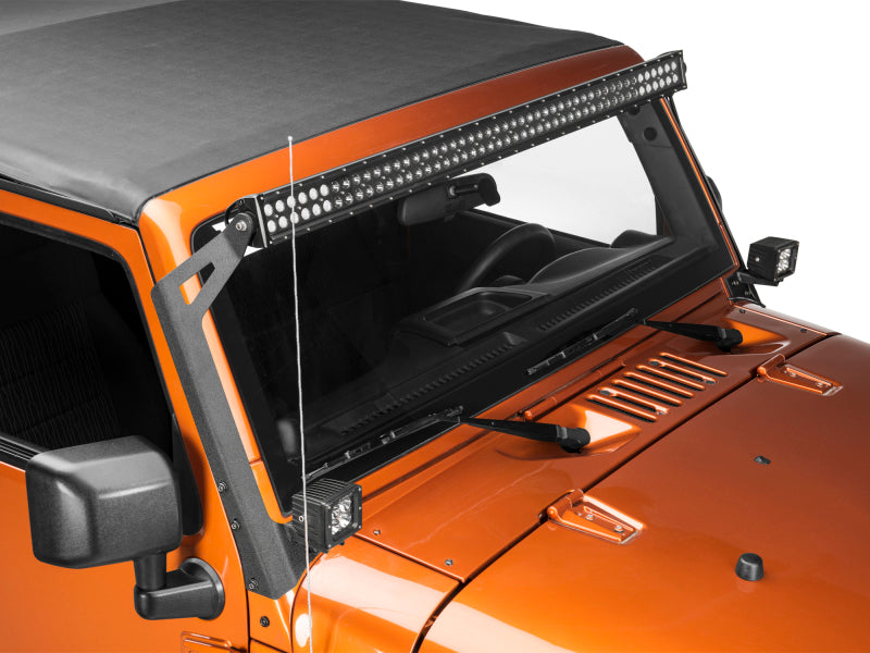 Raxiom 07-18 Jeep Wrangler JK 50-Inch LED Light Bar Windshield Mount w/ Auxiliary Bracket - J106744