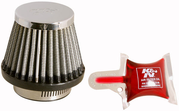 K&N Universal Chrome Filter - Round Tapered - 3in Base OD x 2in Top OD x 2.375in H - RC-2490 by K&N Engineering - front view