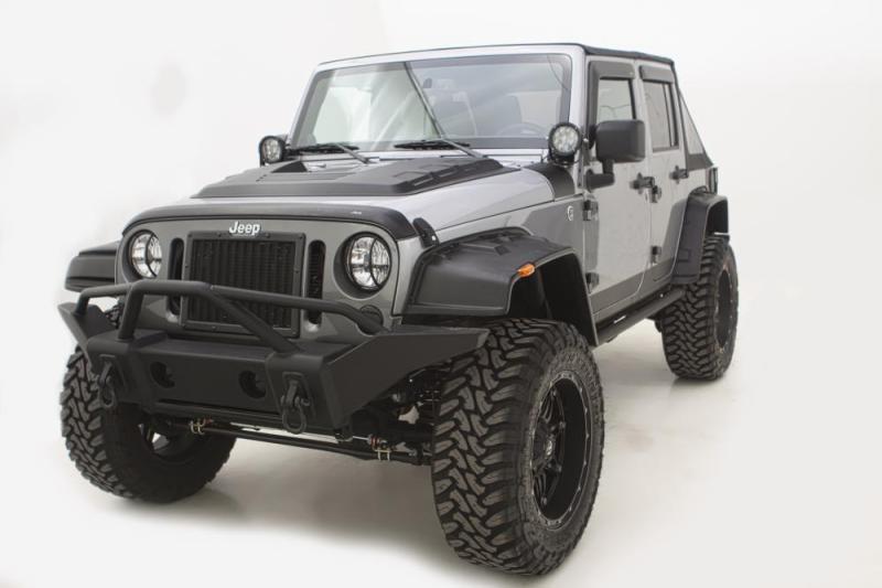 AVS 07-18 Jeep Wrangler Unlimited Ventvisor &amp; Aeroskin Deflector Combo Kit - Matte Black - 56034060